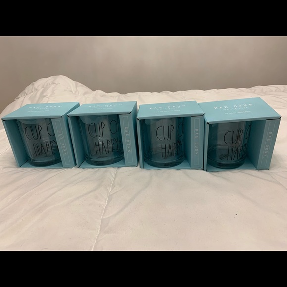 Rae  Dunn Cup of Happy ( 4 ) 18 oz glass Mug - Picture 2 of 5